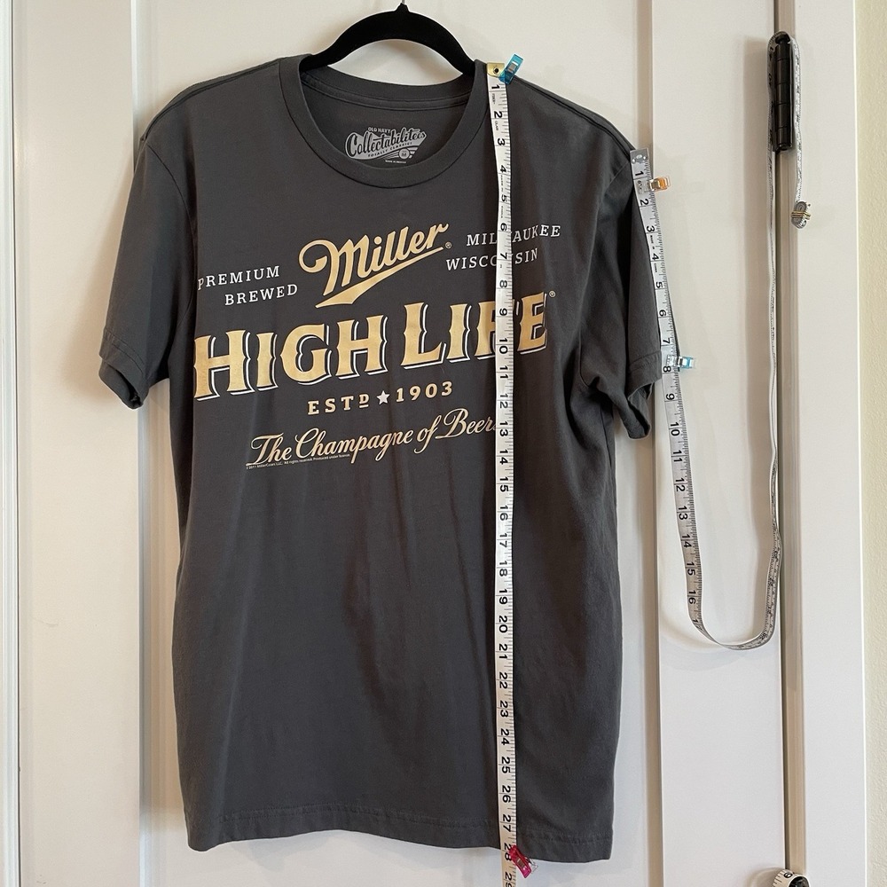 Miller High Life Old Navy Mens Tee T Shirt Gray Logo Short Sleeve Classic Medium - Picture 4 of 10